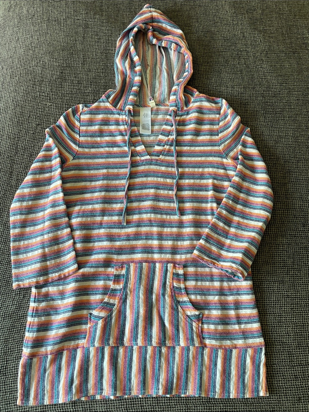 Hobie Kids Striped Hooded Poncho Swim Coverup - Multi-Color Pastel Stripes